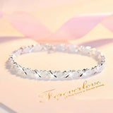 Pulsera de cadena ajustable de plata de ley 925 para mujer, forma XO, diseño coreano, lujo, ideal para fiestas y bodas. 