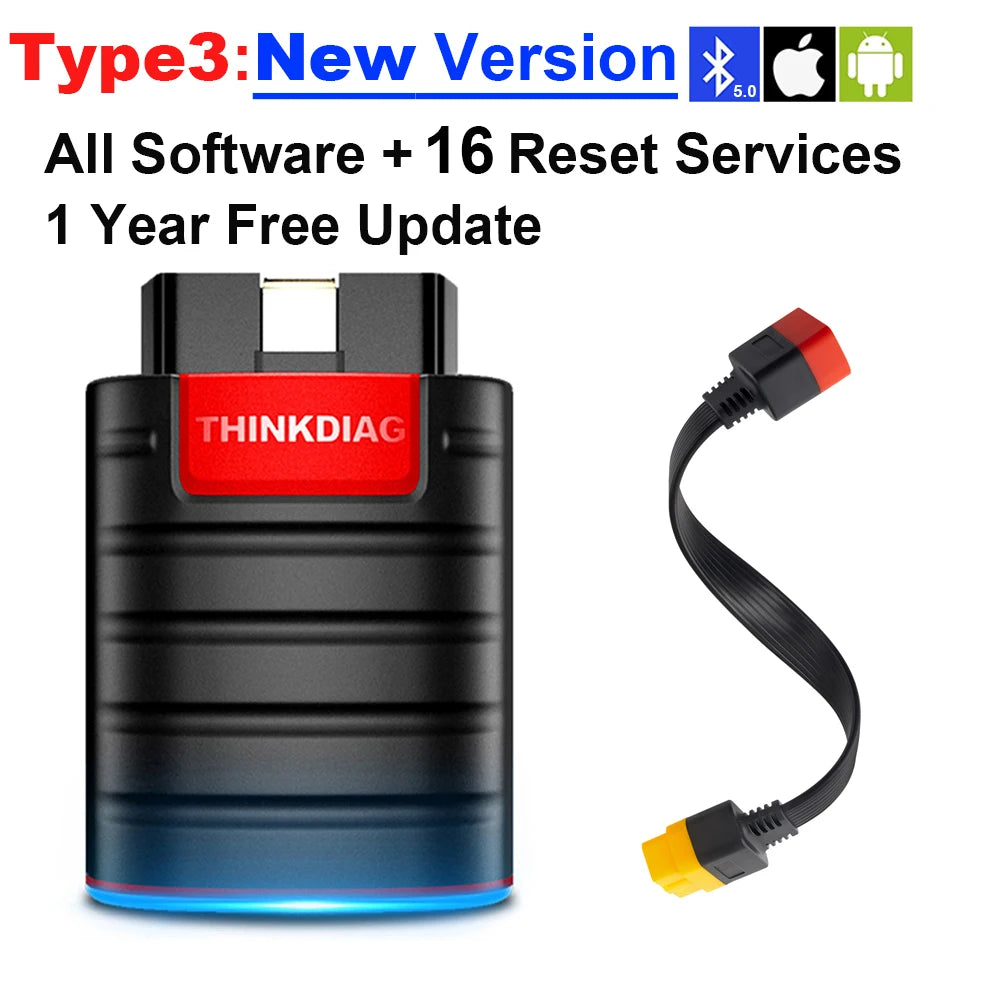 THINKCAR Thinkdiag versión caliente Sistema completo todos los autos 16 Servicio de reinicio 1 año gratuito Herramienta de escaneo de diagnóstico OBD2 Prueba activa Codificación de ECU