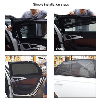 NEW 4pc Car Sun Shade Styling Accessories Hook &amp; Loop Car Window Sun Shade Set - Easy Install, Cool Interior &amp; Privacy Sun Visor