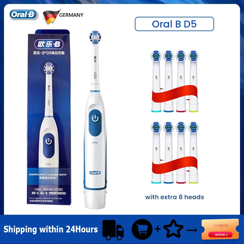Oral B Sonic Electric Toothbrush Battery Powered 2D Rotating Tooth Brush Oral Hygiene Dental Teeth with Replaceable Heads