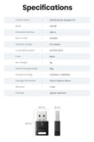 USB Bluetooth Adapter, Bluetooth 6.0 Dongle for PC Windows 11/10/8.1, Bluetooth Receiver & Transmitter for Keyboard/Mouse