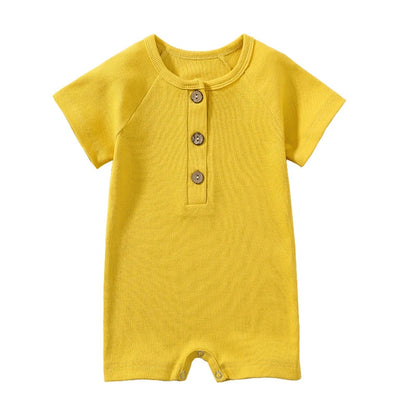 Pelele de verano para bebé, pijama fino de manga corta, mono acanalado, ropa de punto elástica, mono para niña