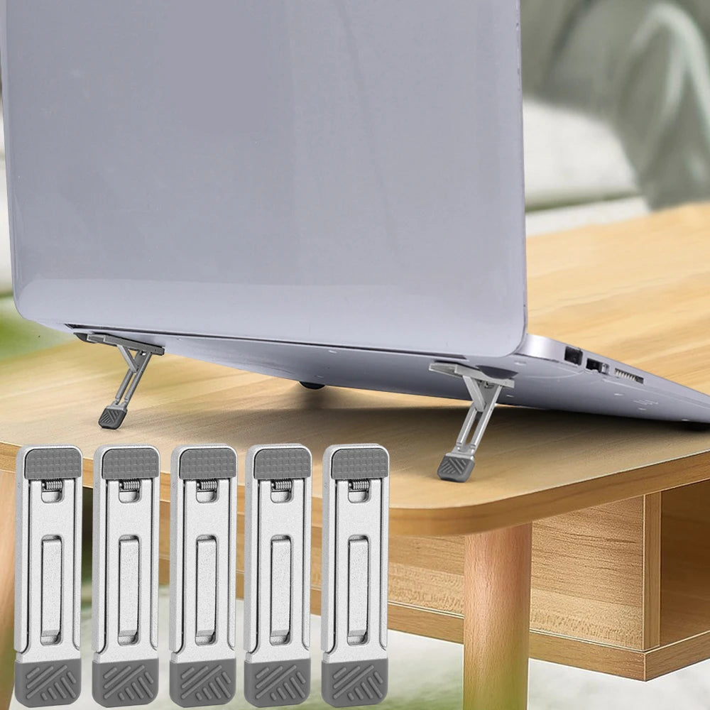 Mini soporte plegable ajustable de aleación de zinc para teléfono móvil, portátil, autoadhesivo, invisible.