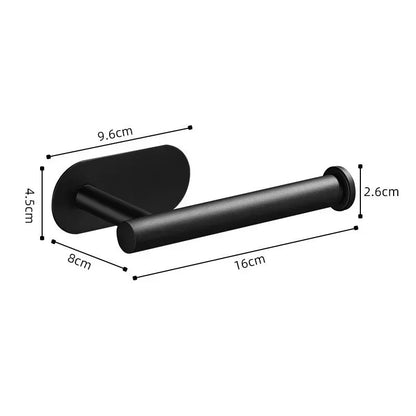 Stainless Steel Toilet Roll Holder Self Adhesive in Bathroom Tissue Paper Holder Black Finish Easy Installation no Screw