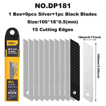 10 cuchillas de repuesto de 18 mm para cuchillos multiusos, cuchillas desprendibles compatibles con cuchillos de corte retráctiles de 18 mm, cuchillos para manualidades y cúteres.
