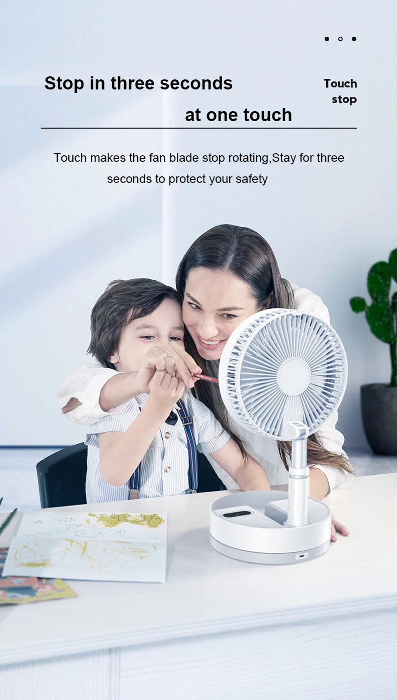 P10 10800mAh Folding Portable Fan USB Remote Control Air Cooler Silent Rechargeable Wireless Floor Standing Fan for Camping Desk