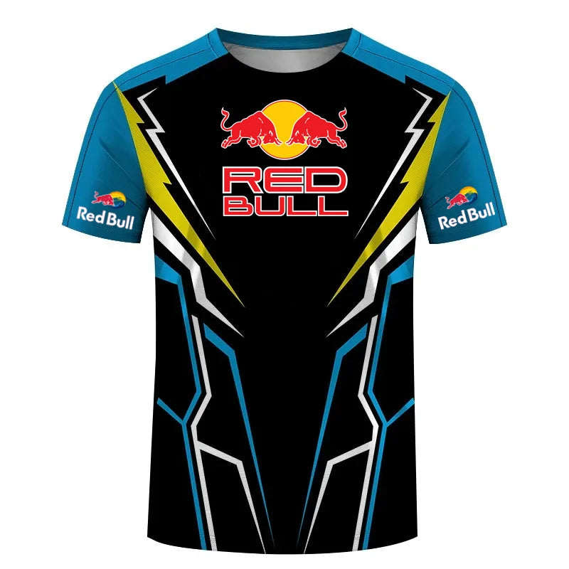 Summer New Red Bull T-shirt Men's Sports T-shirt Red Bull 3D Printed Short-sleeved Casual Oversized T-shirt Red Bull Clothing