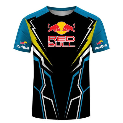 Summer New Red Bull T-shirt Men's Sports T-shirt Red Bull 3D Printed Short-sleeved Casual Oversized T-shirt Red Bull Clothing