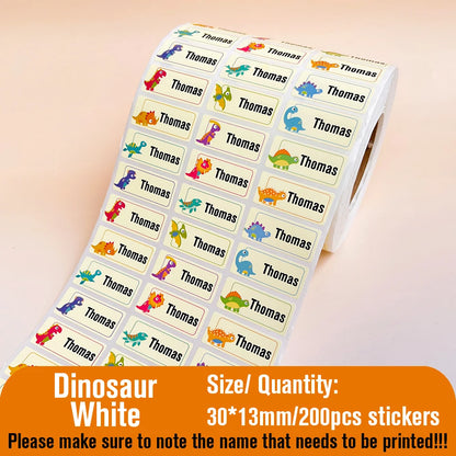 Custom Name Tag Sticker Waterproof Kawaii Stickers Decals Personalized First Name Label for Children School Stationery Bottle