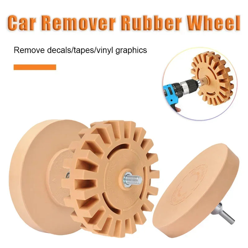 Car Eraser Wheel Adhesive Remover Rubber Wheel Smooth Power Drill Adapter Removal Paint Repair Rubber Vinyl Decals Removal Tool