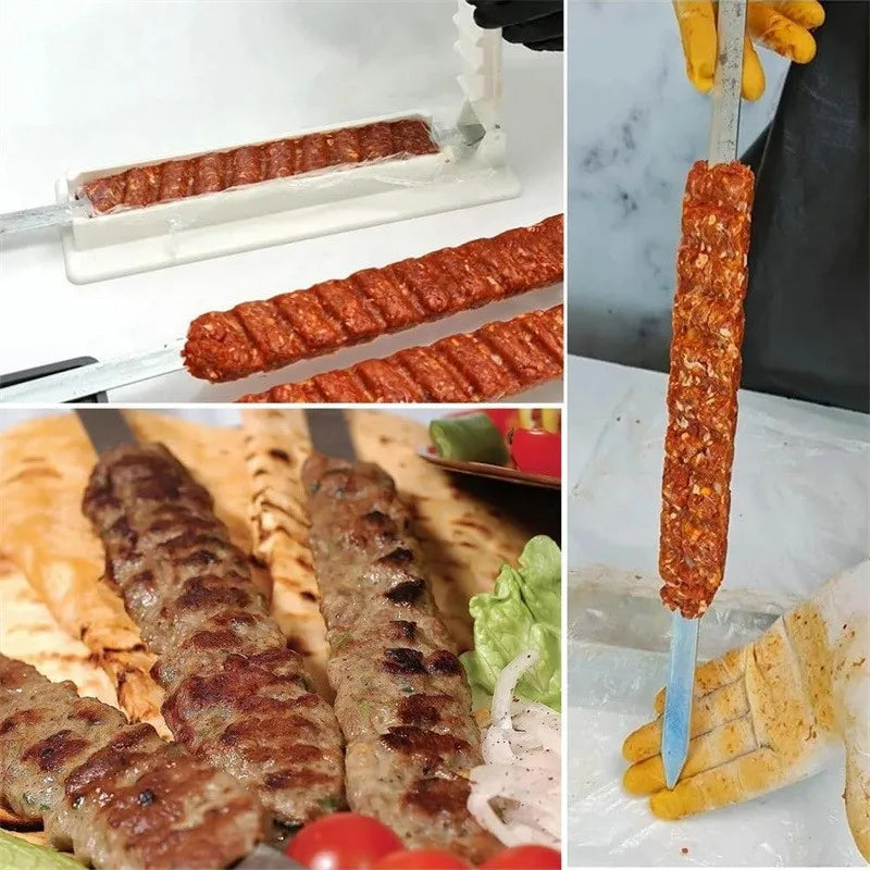 Máquina para hacer brochetas de carne de barbacoa, prensa de kebab de una sola fila, de plástico reutilizable, para hacer brochetas de barbacoa, herramienta para barbacoa 