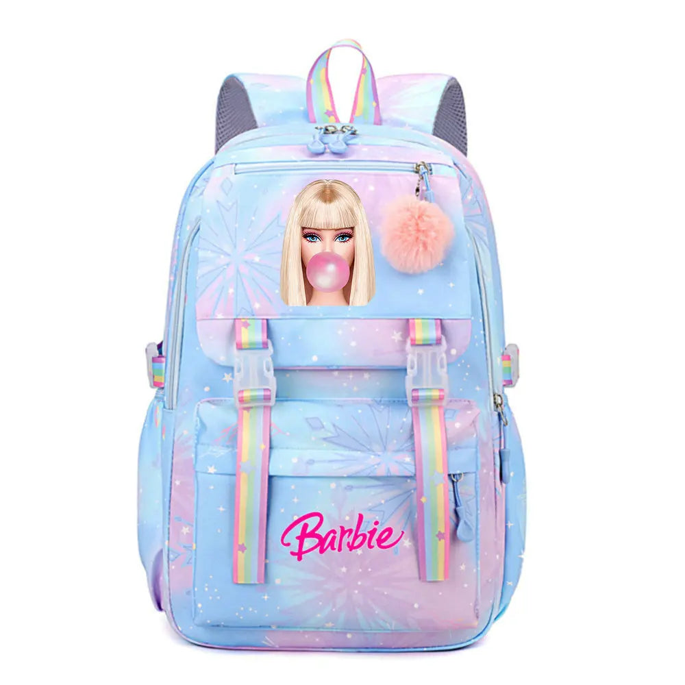 Nueva mochila escolar de lona para Barbie, para niños y niñas, ideal para viajes y para portátil.