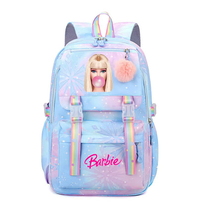 Nueva mochila escolar de lona para Barbie, para niños y niñas, ideal para viajes y para portátil.