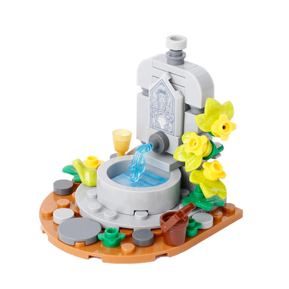MOC Notice Board Building Blocks Bee Farm Fountain Bonfire Stove Medieval Town Street View Water Wall Bridge Road Sign Brick Toy