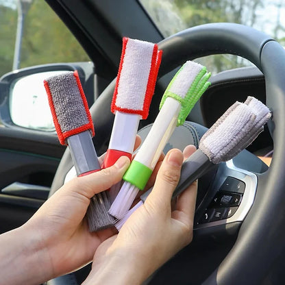 Escova de cabeça dupla para remoção de poeira, limpeza e limpeza de saídas de ar em carros, ferramentas de limpeza profunda para interiores de carro, 1 peça