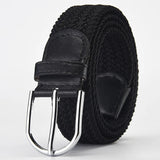 Elastic Nylon Unisex Casual Knitted Pin Buckle Jeans Belt Woven Canvas Elastic Expandable Stretch Waistband for Women Men Girdle