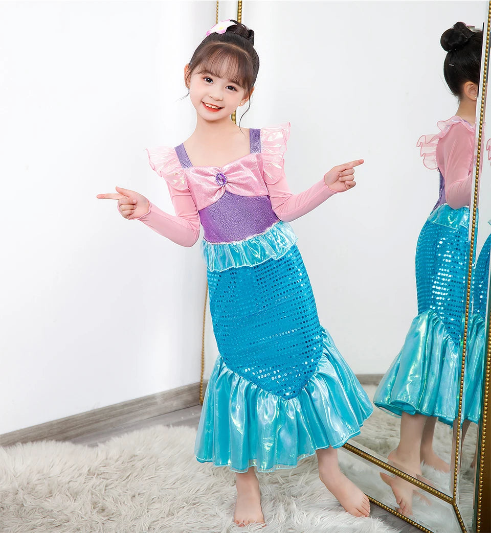 Children's Mermaid Cosplay Costume Girls' Role Play Costume Carnival Halloween Birthday Party Costume Summer Princess Dress