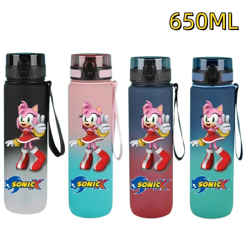 650ML Sonic Hedgehog Sport Water Bottle Large Capacity Cartoon Portable Plastic Water Bottle Drinking Cup Student Birthday Gifts