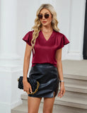 2026 Fashion Summer Casual Shirts Office Lady Tops Mujer Elegant Simple Chiffon Blouse Women Short Sleeve V-Neck Woman Clothes