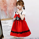 Girls Halloween Costume Fancy Dress Children Little Red Riding Hood Cosplay Dress Princess Baby Party Cosplay With Cape