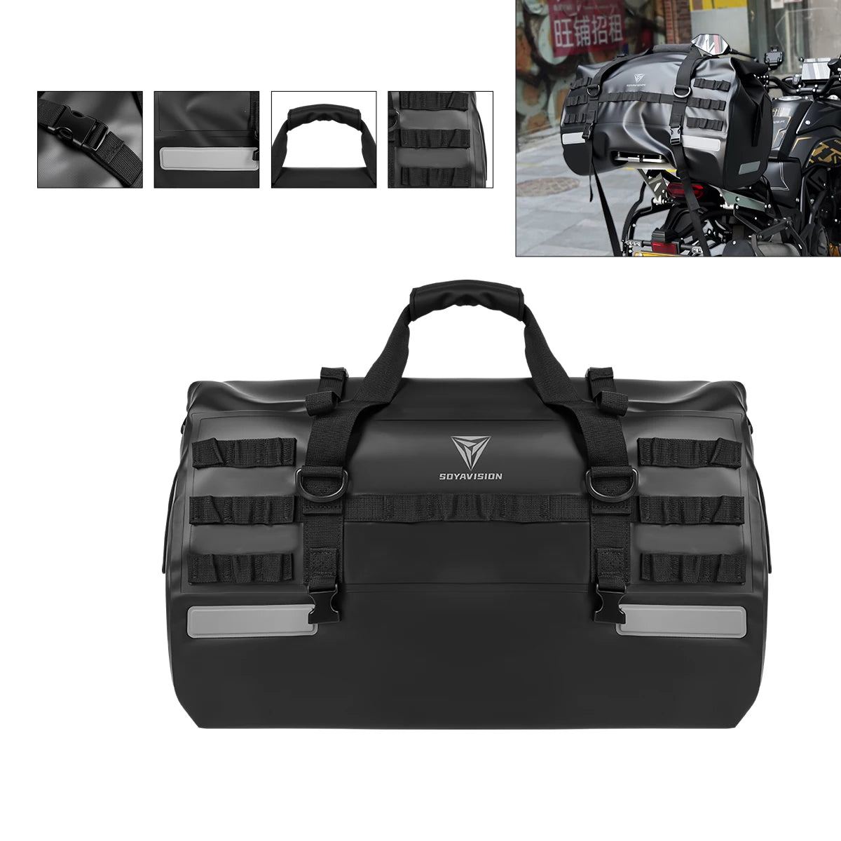 SOYAVISION 20L 50L 70L 80L 100L Motorcycle Waterproof Tail Bag Travel Outdoor Luggage Bag Motorcycle Seat Bag