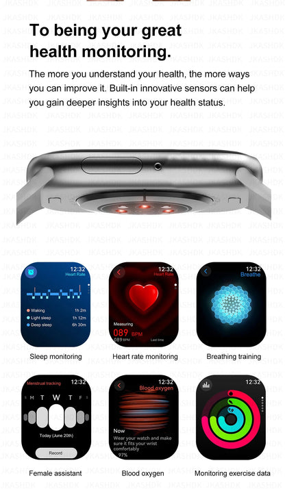 New For Apple Watch 10 GPS NFC Smart Watch Men Women Wireless Charging BT Call Waterproof HD AMOLED Smartwatch For Android IOS