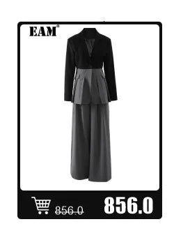 EAM - Minifalda negra con cinturón y pedrería irregular, cintura alta, para mujer, tendencia de moda, primavera otoño 2025, JY75801