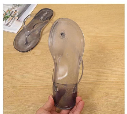 Beach Flip Flops Women Thong Sandals Summer Jelly Shoes Girls Transparent Slides Solid Fashion PVC Flat Non-Slip Slippers