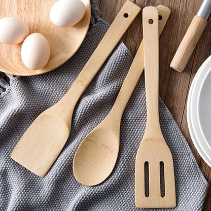 Espátula antiadherente para sartén de bambú natural, cuchara, utensilios de cocina, pala para wok, accesorios de cocina