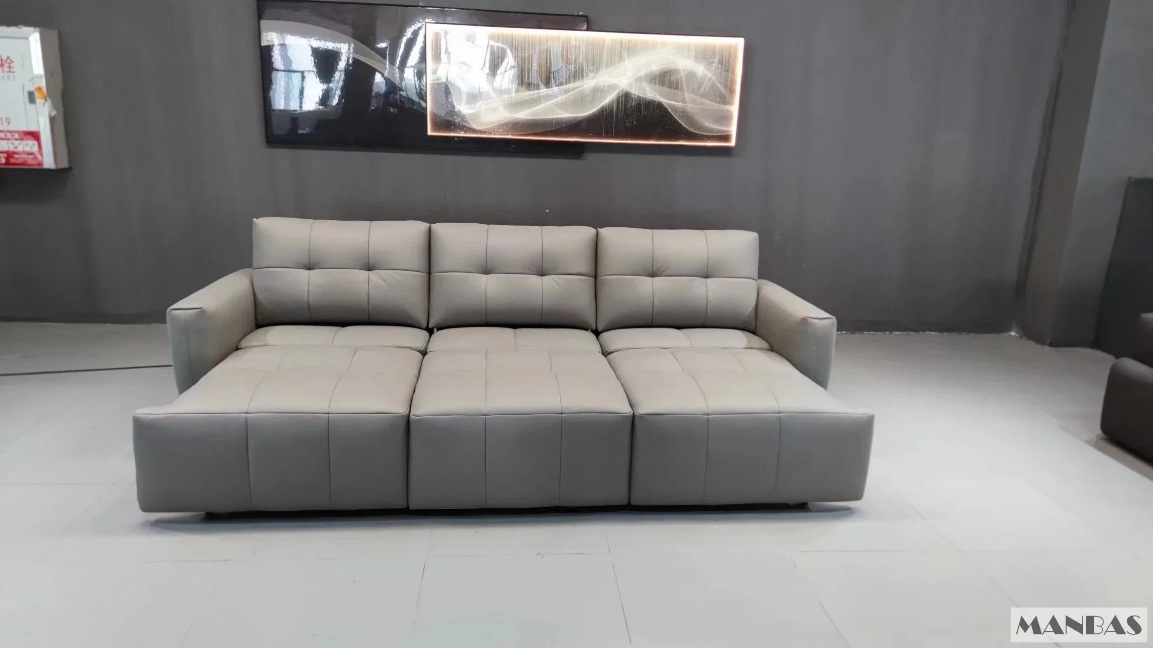 MINGDIBAO Electric Convertible Sofa Bed Italian Genuine Leather Sleeper Couch Multifunction Folding Sofas Beds for Cinema Room