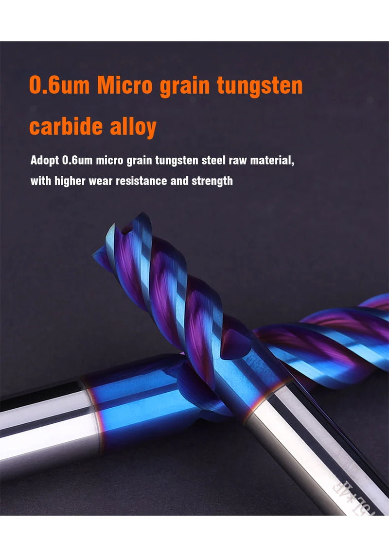 4 Flutes HRC65 Carbide End Mill CNC Cutting tools Alloy Carbide Milling EndMills Tungsten Steel Milling Cutter Square Router Bit