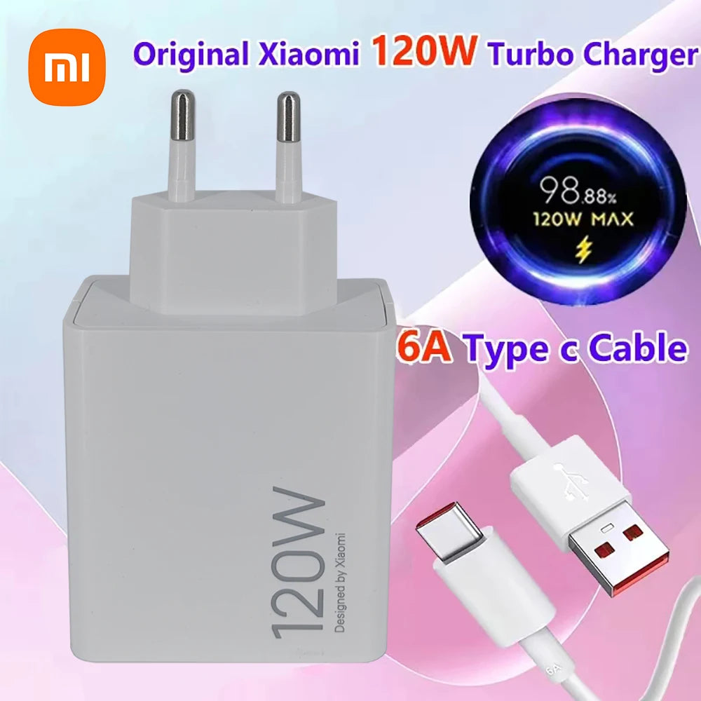 Original  Xiaomi 120W Turbo Fast Charger With EU/US Adapter And USB Type C Cable