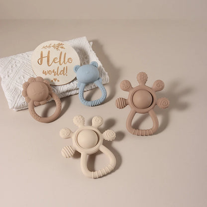 2025 new Teething Silicone Palm Rattle Teether bunny - Safe Baby Chew Toys for Soothing Sore Gums