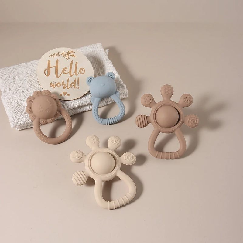 2025 new Teething Silicone Palm Rattle Teether bunny - Safe Baby Chew Toys for Soothing Sore Gums