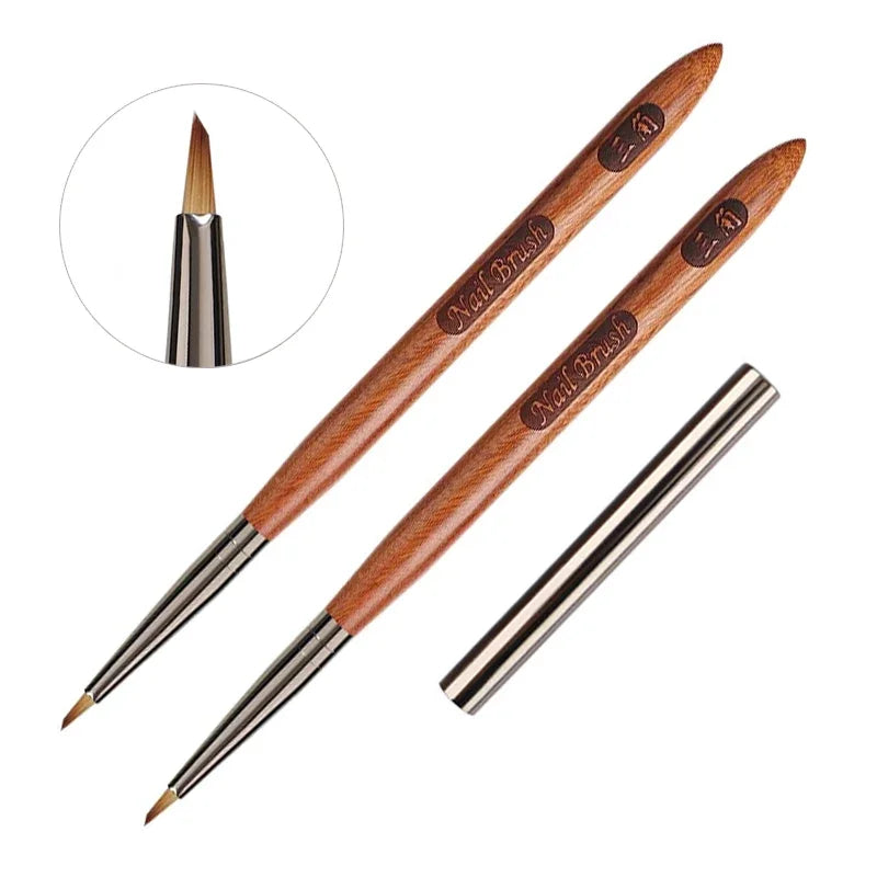 Triangular Nail Art Brush Pen 3D Tips Pattern Phototherapy Acrylic Nail Brush UV Gel DIY Manicure Tools Wood Handle Nail Brushes