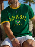 Summer New Brasil National Flag 3D Print T-shirt For Men Outdoor Sports Short-Sleeve Surfing O-neck Tees Casual Kids/Adult Tops