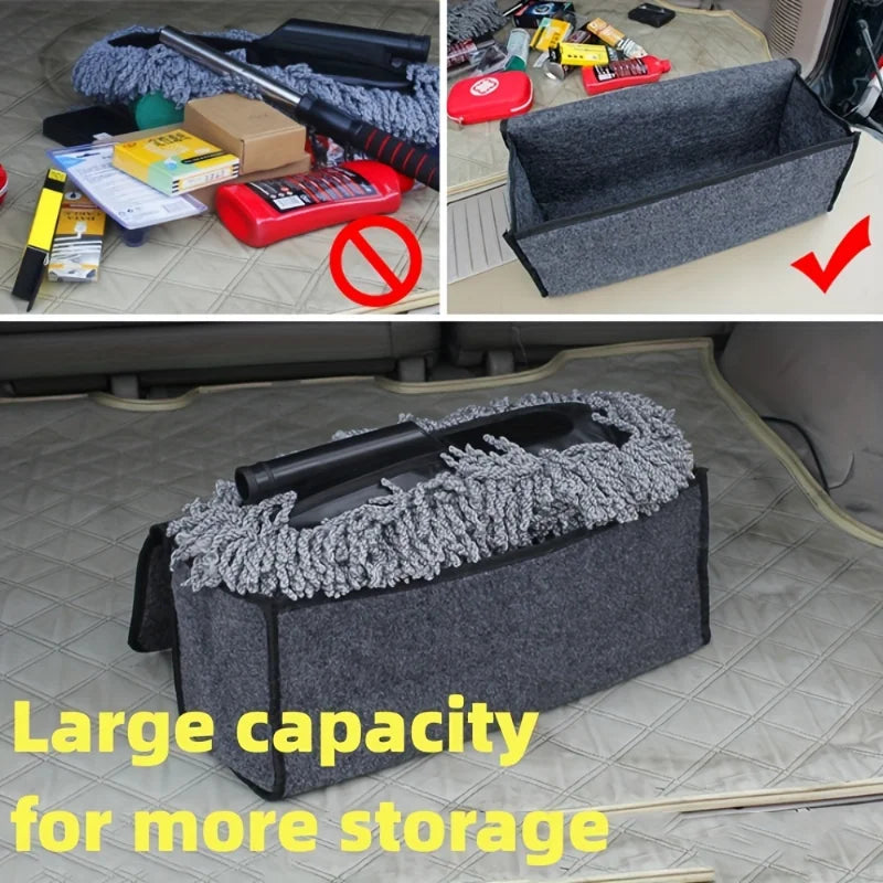 Gray Anti Slip Car Trunk Organizer Bag Multi Compartment Soft Felt Storage Box for Boot Tools & Auto Accessories