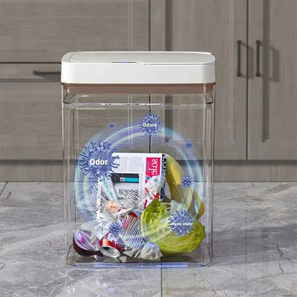 Cubo de basura inteligente para baño de 15L, blanco, sin contacto, estrecho, con sensor inteligente, para casa inteligente, con embolsado automático, cubo de basura electrónico