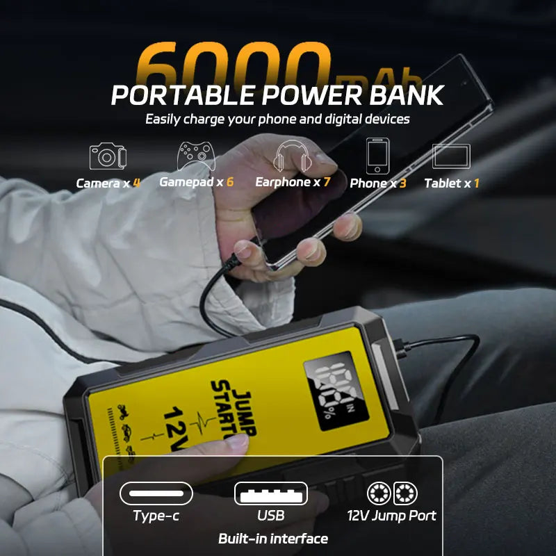 Power Bank 4000A Jump Starter Portable Charger Car Booster 12V Auto Starting Device Emergency Car Battery Starter