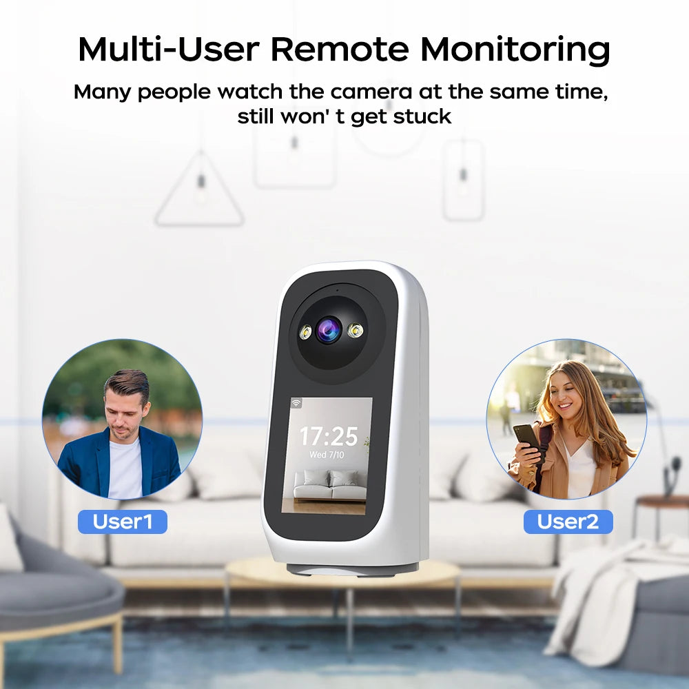 Jooan 2K 3MP PTZ ip Camera Video Call with 2.8Inch LED Screen Baby Cry Sound Detection Security camera AI tracking Baby Monitor
