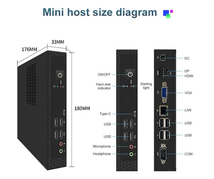 TexHoo Mini PC Computer Intel Core i7 i5 Processador ITX Windows 10 Pro Thin Client Industry COM SSD Bluetooth WIFI Brand New