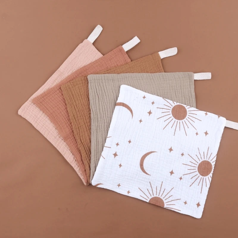 5 toallas de algodón absorbentes y suaves para bebé, para limpiar la cara, pañuelos, toallitas para el baño y la alimentación.