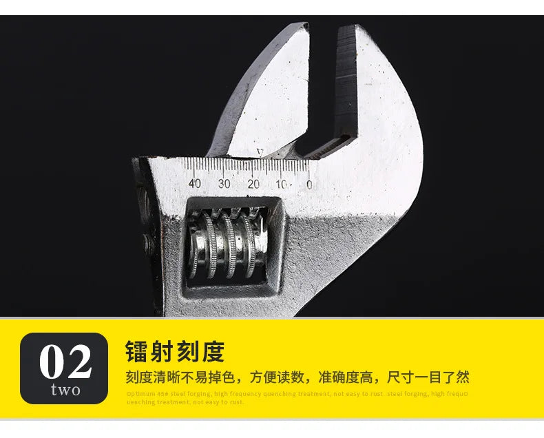 Adjustable Wrench Large Openin Long Handle Universal Spanner Clamp Wrench CR-V Steel Mechanical Workshop Hand Repair Tools