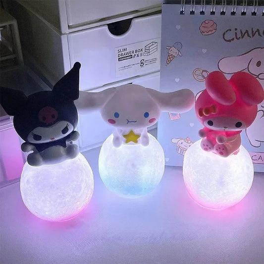 Lámpara de noche luminosa de Hello Kitty miniso, juguete para niños, lámpara de noche, dibujos animados de anime Kuromi Cinnamoroll, bonito regalo para niños.