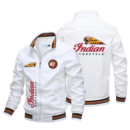 Printed leisure long sleeve collar loose jacket 2024 men's motorcycle suit outdoor sports racing fashion spring and autumn new.