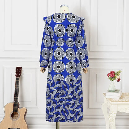 Vestido largo con estampado bohemio VONDA de talla grande 5XL para mujer, manga larga tipo farol, elegante, cuello en V, para vacaciones