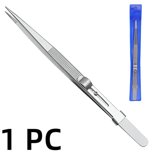 Anti-static Stainless Steel Adjustable Tweezers, Slide Lock Tweezers, Jewelry Making Tool, Electronic Components Repair Tools 