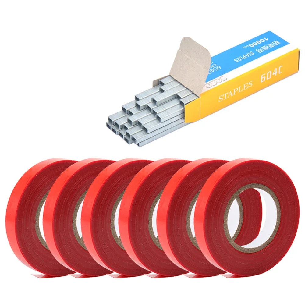 10/20Pcs Plant Branch Tie Tape Hand Tying Binding Tools with 1 Box Staple For Garden Tying Machine Vegetable Fruit Tree Tapenter