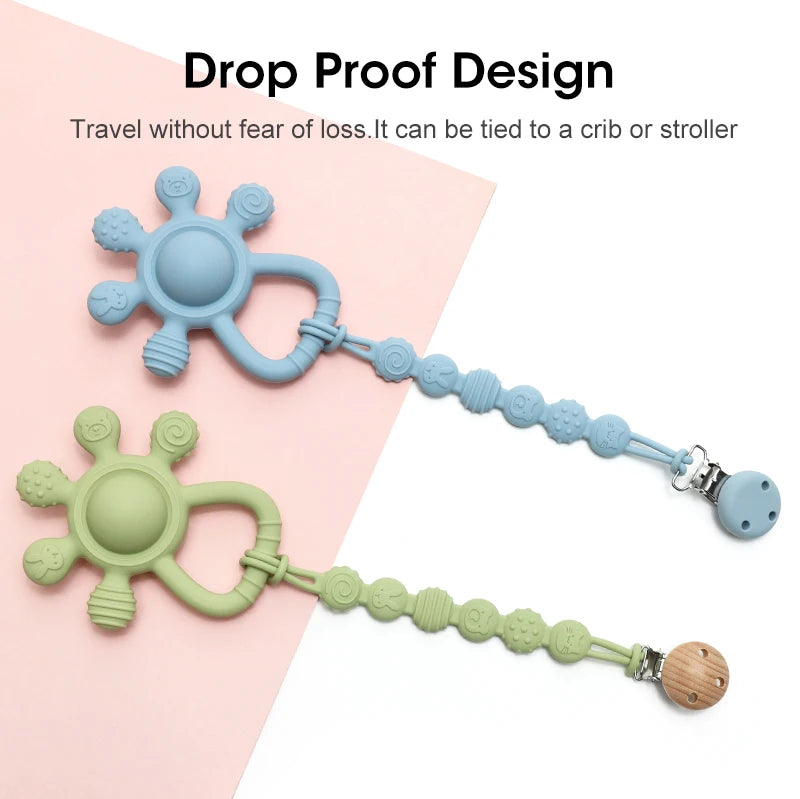 2025 new Teething Silicone Palm Rattle Teether bunny - Safe Baby Chew Toys for Soothing Sore Gums