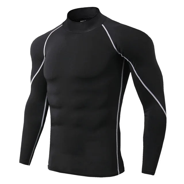 Manga longa musculação esporte camiseta masculina, camisa corrida seca rápida, ginásio Top de compressão, Fitness Rashgard apertado